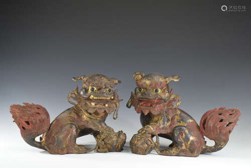 Pair of Chinese Lion Figures