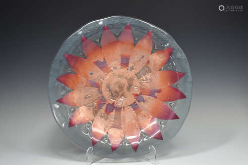 Large Copper Flower Glass Plate