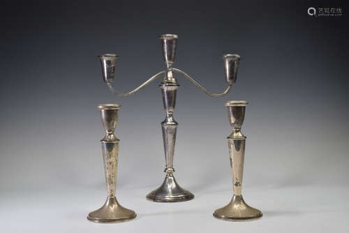 Group of Weighted Sterling Silver Candle Stick Stand