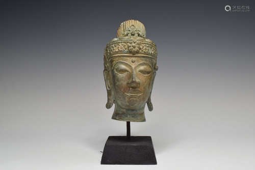 Bronze Buddha Head Figure Statue