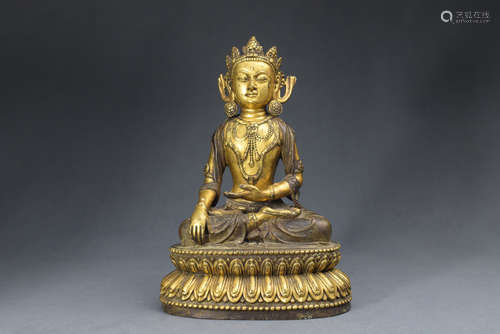 Gilt Bronze Buddha Figure Statue