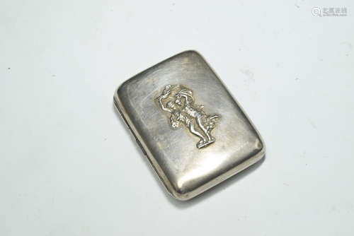 Sterling Silver Character Pattern Cigarette Case