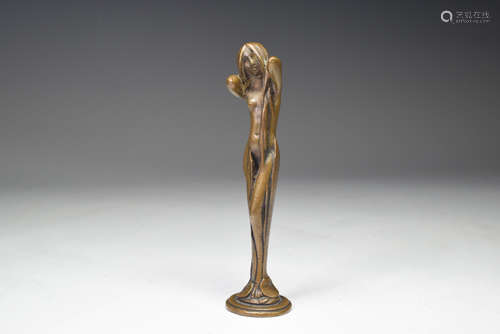 Art Nouveau Bronze Naked Lady Figure Miniature