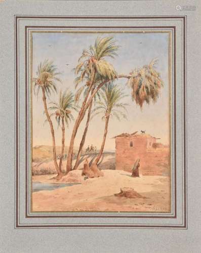 Prosper MARILHAT (1811-1847).<br />
Scène dans un oasis.<br ...