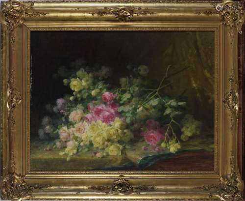 André PERRACHON (1827-1909).<br />
Jeté de roses en trois co...