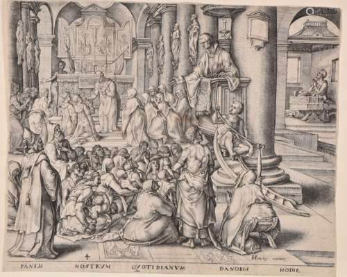 Johan WIERIX (c.1549-c.1615)<br />
Scène religieuse. 1571<br...