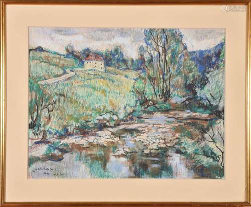 Louis CHARRAT (1903-1971).<br />
Paysage à l'étang, 1967.<br...