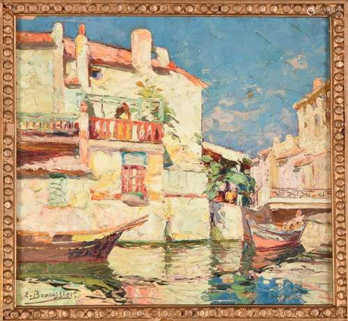 Emile BEAUSSIER (1874-1944).<br />
Canal à Martigues.<br />
...