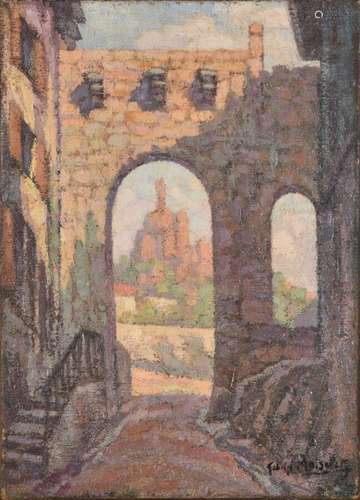 Gabriel MOISELET (1885-1961).<br />
Vue d'une arche au Puy-e...