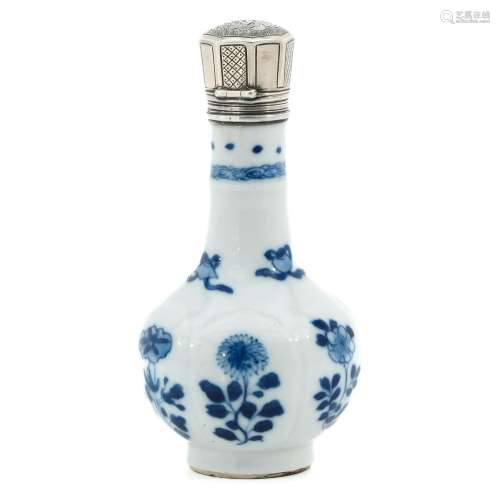 A Blue and White Oil Bottle
