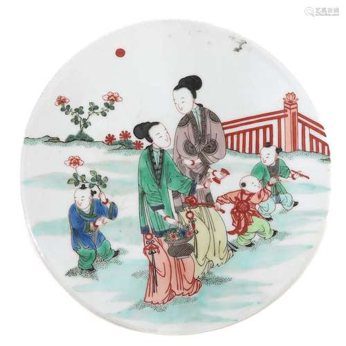 A Round Famille Verte Tile