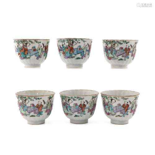 A Collection of 6 Famille Rose Cups