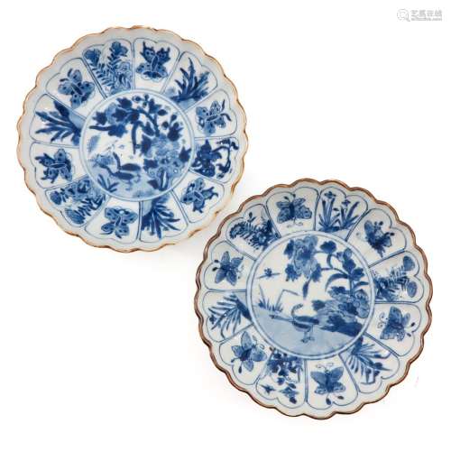 A Pair of Blue and White Plates