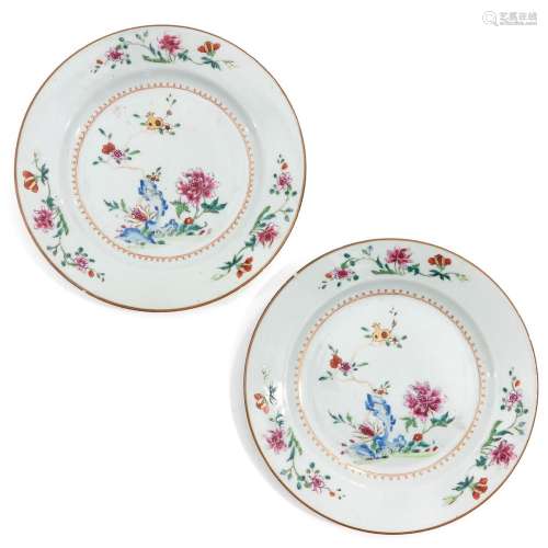 A Pair of Famille Rose Plates