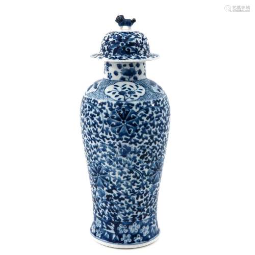 A Blue and White Vase with Cover