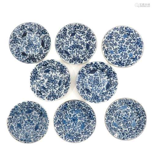 A Series of 8 Blue and White Plates