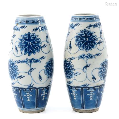 A Pair of Blue and White Vases