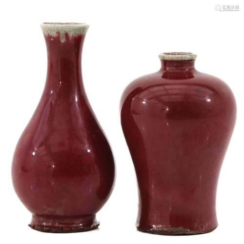 A Lot of 2 Sang de Boeuf Vases
