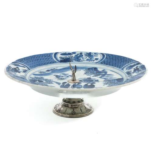 A Blue and White Serving Tray