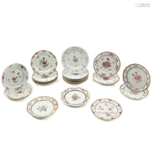 A Collection of 25 Famille Rose Plates