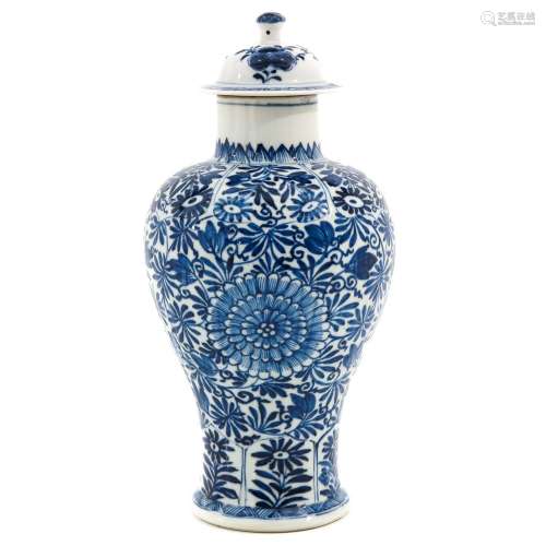 A Blue and White Decor Vase with Cover
