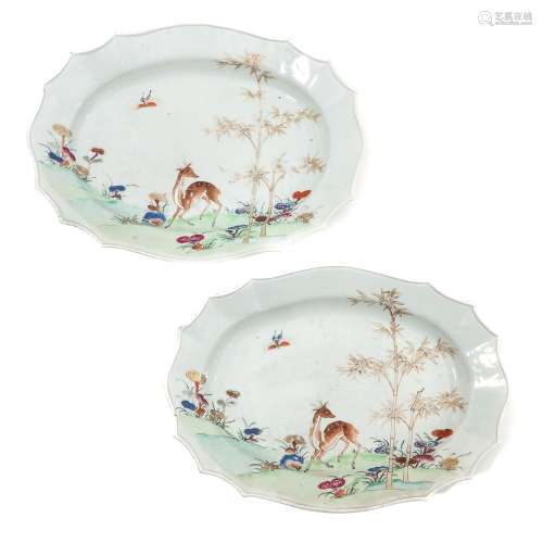 A Pair of Famille Rose Serving Trays