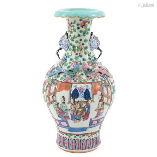 A Famille Rose Cantonese Vase