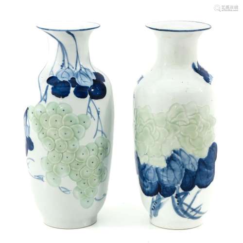 A Pair of Blue and White Vases