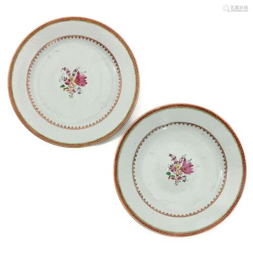 A Pair of Famille Rose Plates