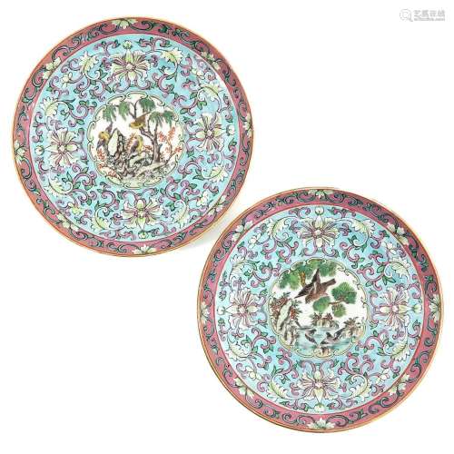 A Pair of Famille Rose Plates