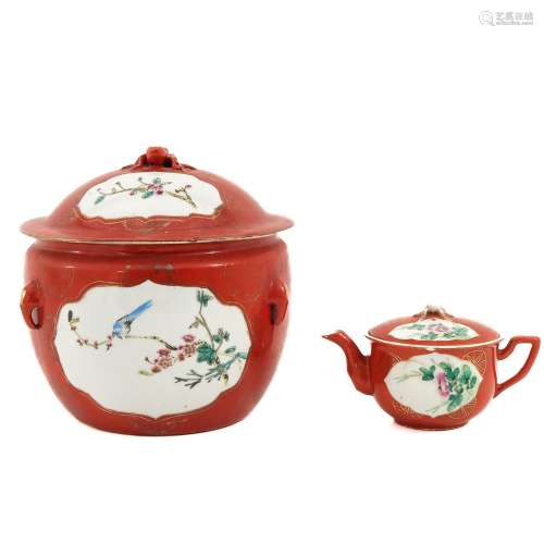 A Teapot and Serving Dish with Cover