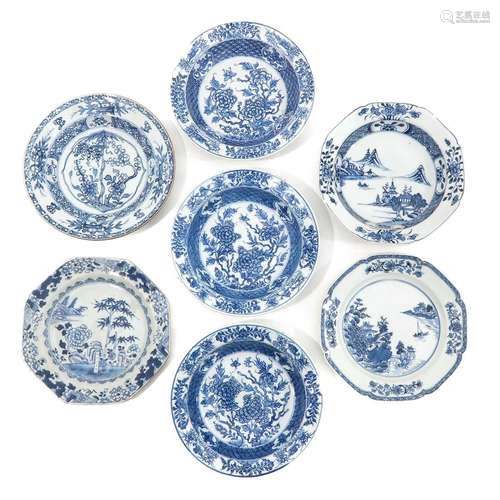 A Collection of Blue and White Plates