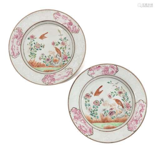 A Pair of Famille Rose Plates