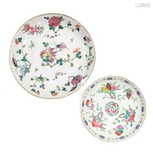 A Lot of 2 Famille Rose Plates