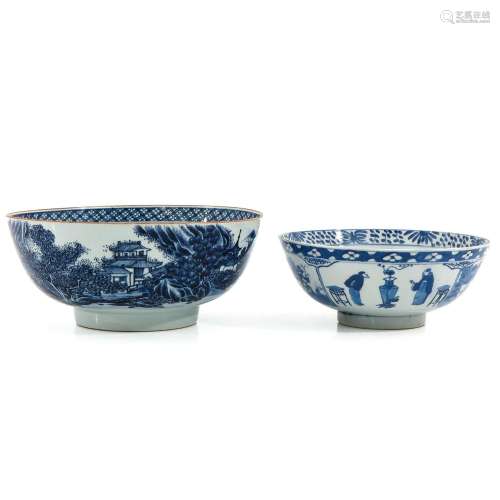 A Lot of 2 Blue and White Bowls