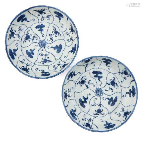 A Pair of Blue and White Plates