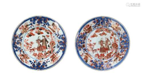 A pair of Imari porcelain 'Govenor Duff' dishes. Unmarked. C...