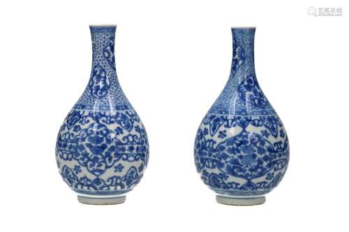 A pair of blue and white porcelain vases