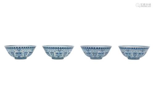 A set of four blue and white porcelain bowls