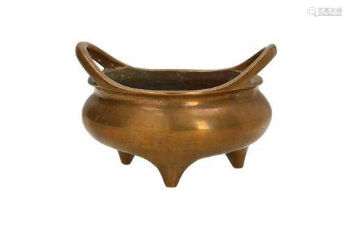 A bronze censer with two ears