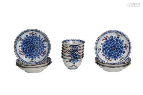 A set of six Imari porcelain cups with saucers, decorated wi...