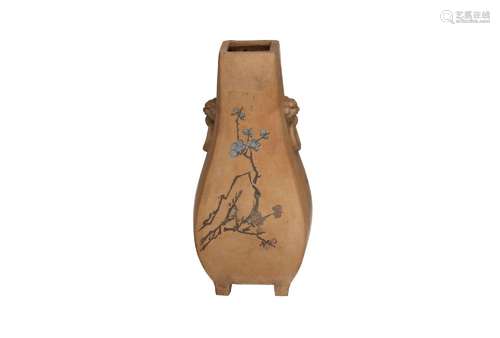 A duanni Yixing vase, decorated with flower branches and cha...