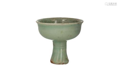 A celadon glazed stem cup