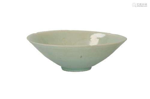 A Qinbai ware bowl with scalloped rim with underglaze decor