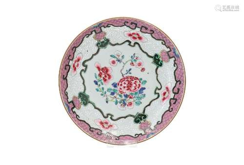 A famille rose porcelain deep dish, decorated with flowers