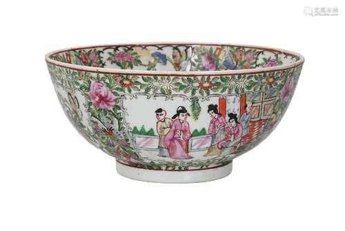 A polychrome porcelain bowl, decorated with flowers, butterf...