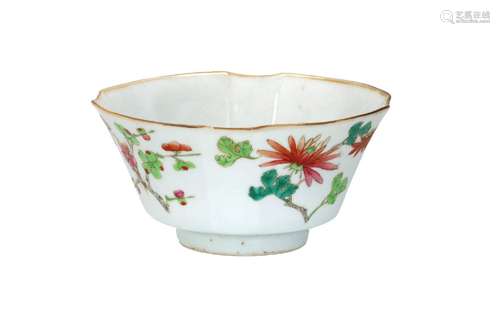 A polychrome porcelain bowl, decorated with blossom and a po...