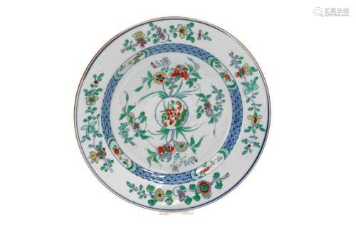 A doucai porcelain dish, decorated with flowers