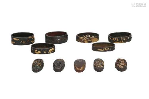 A lot of six fuchi and five kashira katana ornaments, all ma...