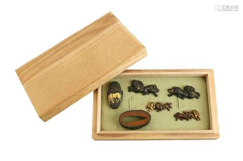 A lot of two menuki and a fuchi kashira katana ornament sets...